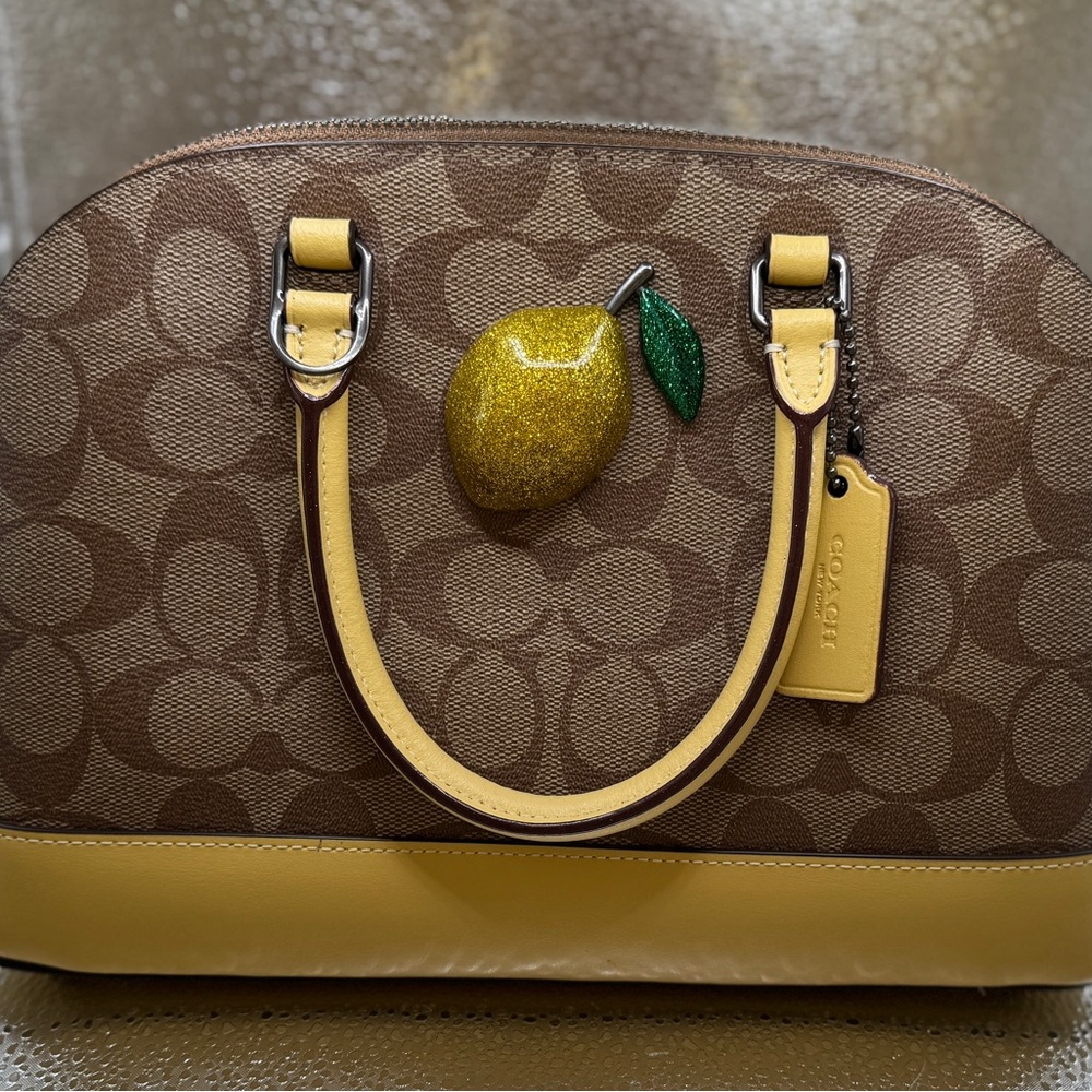 Coach Tan and Yellow Satchel Bag